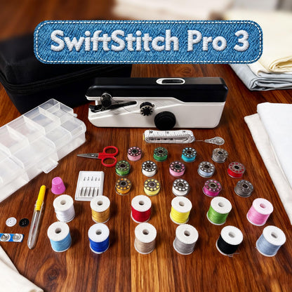 SwiftStitch Pro 3 Handheld Sewing Machine, 2-Speed Portable Mini Sewing Kit with Storage Case, Dual Power Mode, sewing machine for beginners, Easy Beginner Mending for Home, Travel