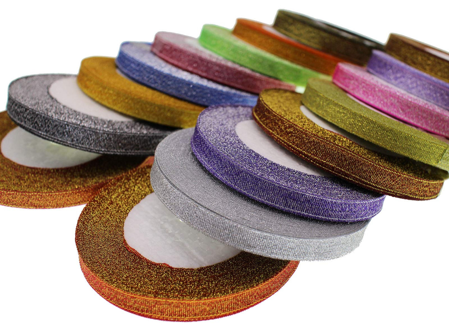 Glitter Ribbon 3/8 inch 400 Yards Sparkly Metallic Sheer Organza Ribbon for Jewelry Bows, Gift Wrapping, Home Decoration, Party Ornaments & Favor (10mm)
