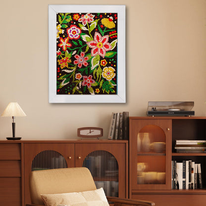 QIOUOL Flower Diamond Art Painting Kits for Kids Adults Beginners with Wooden Frame Girls Art Crafts Rhinestone Gem by Number Kits,Diamond Art Kits for Teens,Birthday Gifts and Office Decor