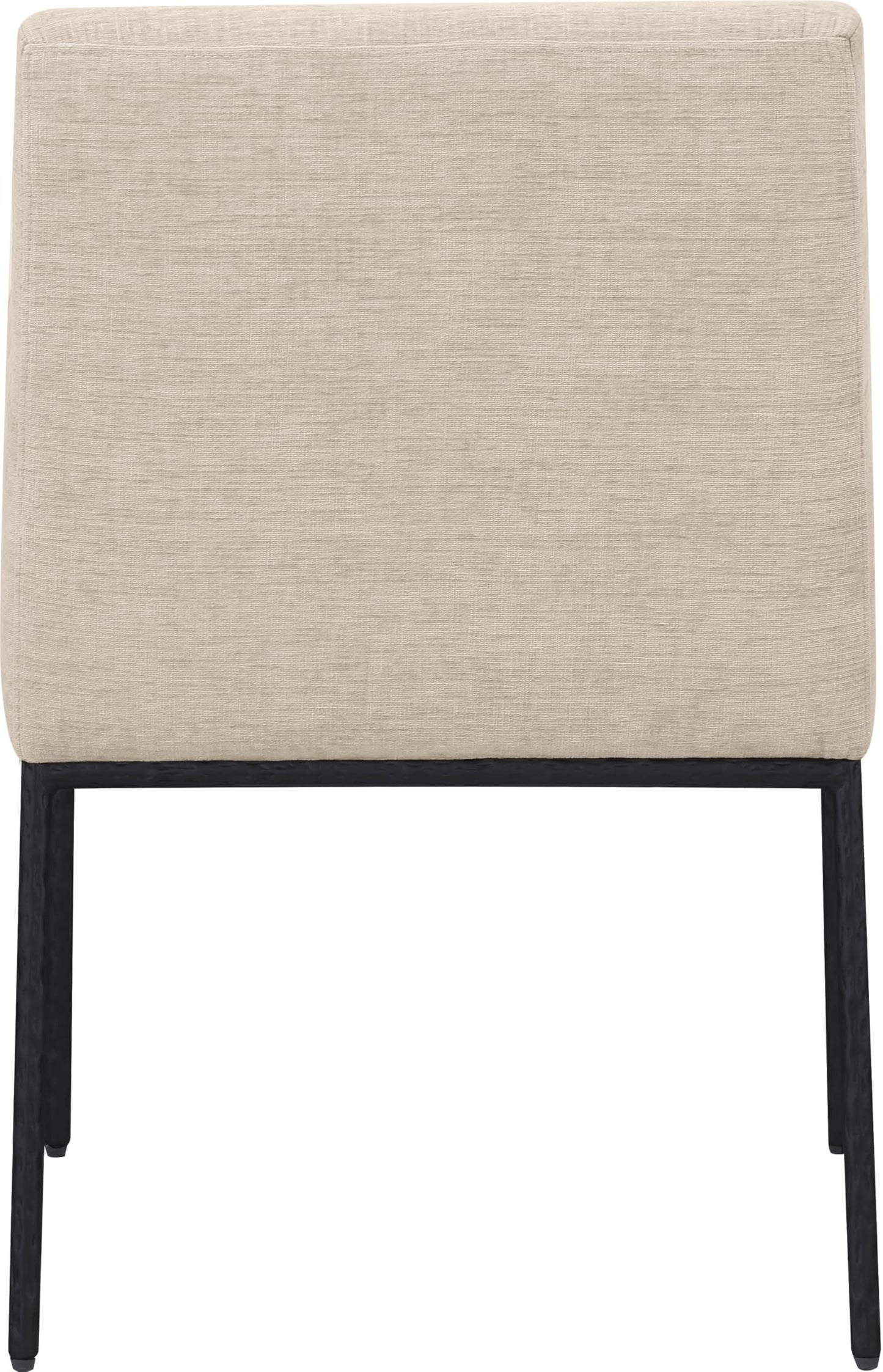 Meridian Furniture 11001Beige-C Reeves Collection Modern | Contemporary Dining Chair with Soft Beige Chenille Fabric, Matte Black Forged Iron Legs & Frame, 24" W x 24.5" D x 34" H, Beige, Set of 2