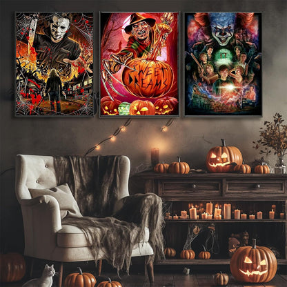 Sretoul 6 Pack Halloween Diamond Art Kits for Adults, Diamond Painting Kit Beginners Halloween, Horror 5D Gem Art for Adults with Round Gem Painting Gift Home Wall Decor 12x16 Inch