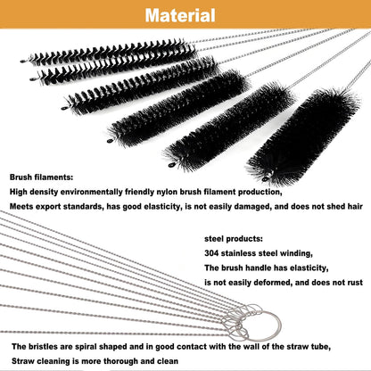 Espresso Machine Cleaning Brush - 15 PCS Long Handle Straw & Bottle Brush Kit, Flexible Scrubber for Coffee Pots, Mugs, Cups, Water Bottles, Glassware & Bent Pipes