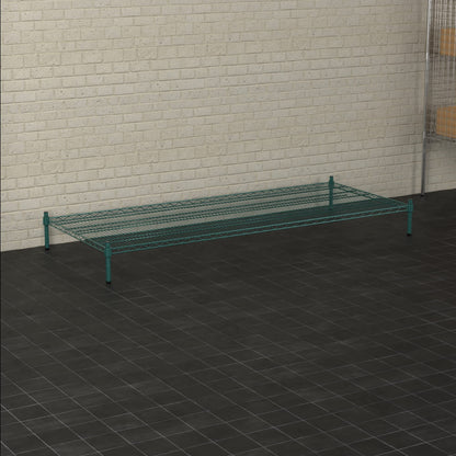 Krollen Industrial 30" x 72" NSF Green Wire Stationary Dunnage Storage Rack with 8" Posts Ideal for Commercial Kitchen Home Garage Warehouse Shelters