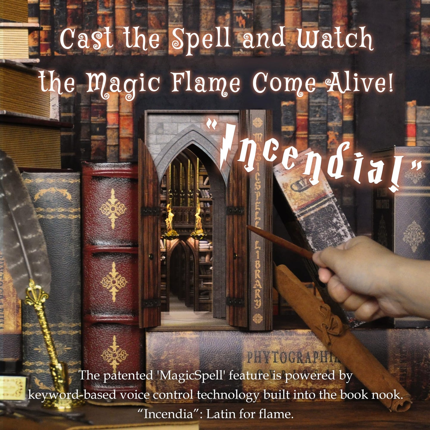 Dolphin Island DIY Book Nook Kit for Adults, Infinite Magicspell Library Booknook with Flame Illusion