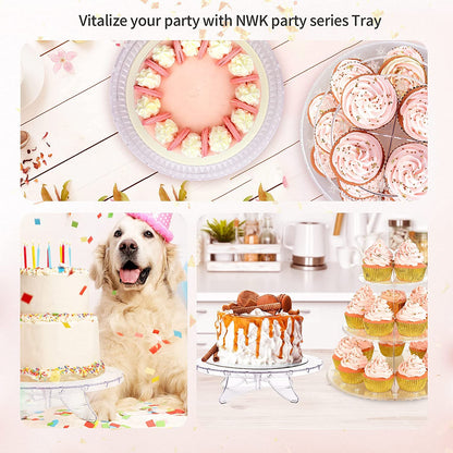 NWK 12inch Lighted Clear Cake Stand Plate Holder with String Lights Fit for 6inch, 8 inch, 10 inch, 12 inch Cakes for Wedding Birthday Cake Decorations