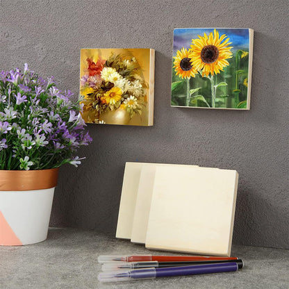 12 Pack Unfinished Wooden Canvas Board 5 x 5 inch Wood Panel Boards Square Wood Panels Blank Boards for Painting, Pouring, Burning, Arts Use with Oils, Acrylics and DIY Craft Projects