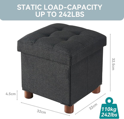 12.6"x12.6"x12.8" BRIAN & DANY Small Ottoman with Storage, Small Storage Ottoman, Folding Foot Stool with Wood Legs