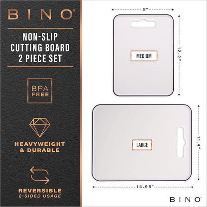 BINO 2-Piece Cutting Board Set - Large, Durable, BPA-Free Plastic, Dual-Sided, Dishwasher Safe, Gray | Home & Kitchen