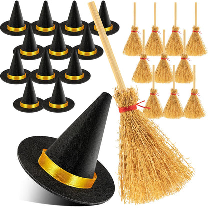 ZHWKMYP 28Pcs Mini Witch Hats, Small Witch Hat for Crafts Halloween Party Decorations