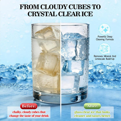 Bellaluce Ice Machine Cleaner Tablets Descaler (32 Pack) – Nickel-Safe Countertop Portable Commercial Ice Maker Cleaning – Remove Hard Water Buildup, Odor-Free, Crystal Clear Ice