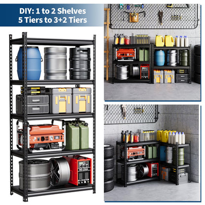 JoanKaren 2 in 1 5 Tier Garage Shelving Unit 36x16 in, 3850 LB Capacity Heavy Duty Steel Utility Shelves, Adjustable Industrial Storage Racks for Basement Closet Laundry Kitchen