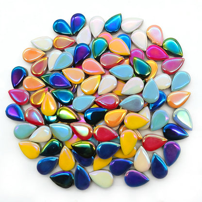 EDFLIFE Mosaic Tiles for Crafts, 7oz Iridescent Drop Mosaic Tiles for Art Crafts, Mosaic Making Kit for Projects, Ceramic Tiles for Adult DIY Hobbies Handmade Home Decoration