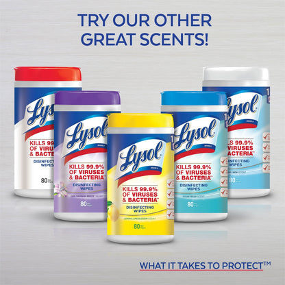 LYSOL Disinfecting Wipes - Lemon & Lime Blossom To-Go Flatpack 15 ct. (Pack of 6)