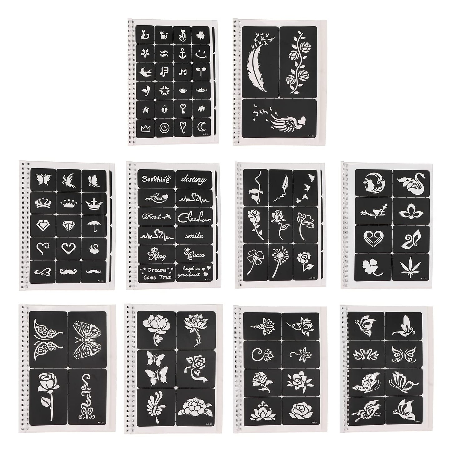 Out Design Stencil Kit, 97 Patterns, Reusable, Glitter Airbrush for Body Art