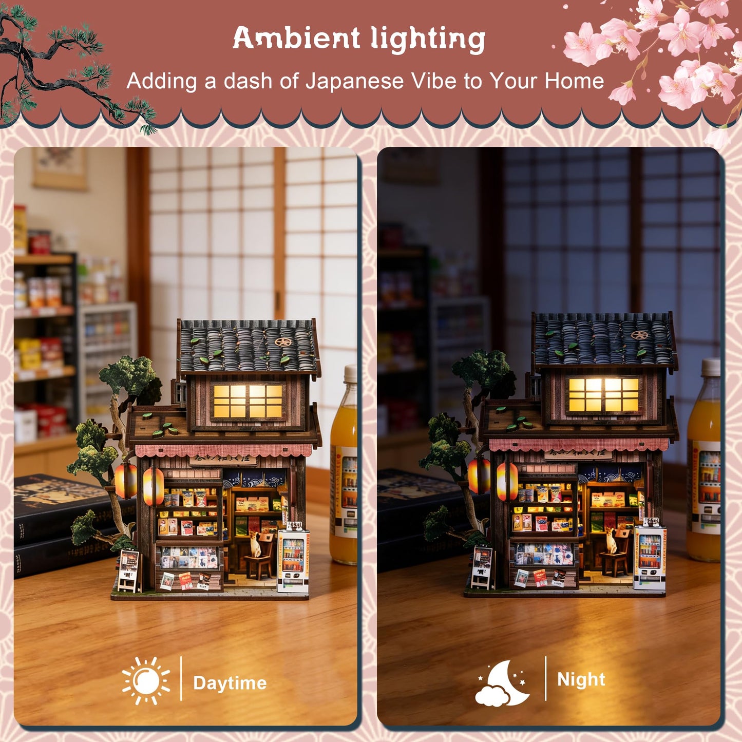 DIY Miniature House Kit, DIY Book Nook with LED Light | 3D Puzzles for Adults and Teens, Tiny House Building Kits for Bookshelf Decor, Relaxing Gift for Craft Lovers | Kasuga Grocery Store