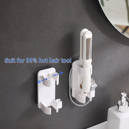Wall Mounted Curling Iron Holder - Hair Dryer and Straightener Storage for Bathroom, Hot Hair Tool Organizer (2 Pack)