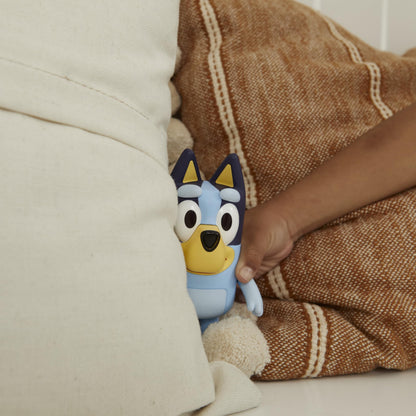 Bluey Hide & Seek Game, Hide The Figure and Press her Nose to Start The Built-in Timer, Talks and Giggles to Help Kids find her, When Found, Kids can Dance to Theme Song