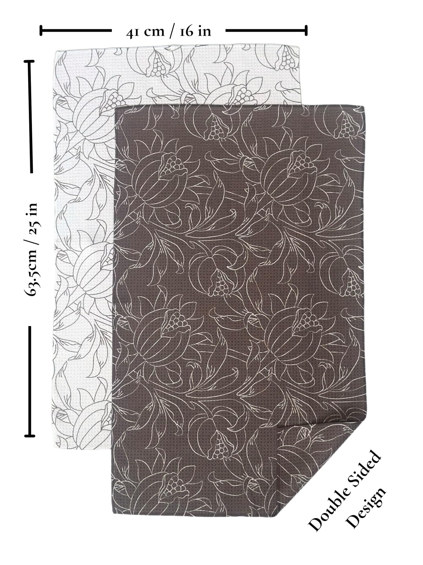 Trig Kitchen Towel. Tea Towel. Dish Cloth. Double Sided Design. Quick Dry Waffle Weave Microfiber. Highly Absorbent. Designer Prints. Modern. 2 Pack. Nora.