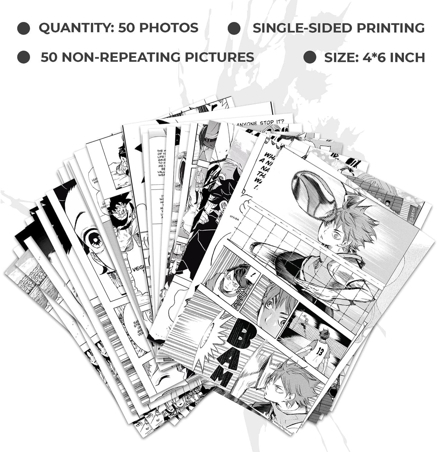 WOONKIT Anime Posters Pack - 50PCS 4X6 INCH MHA Anime Wall Collage Kit for Bedroom and Dorm Decor