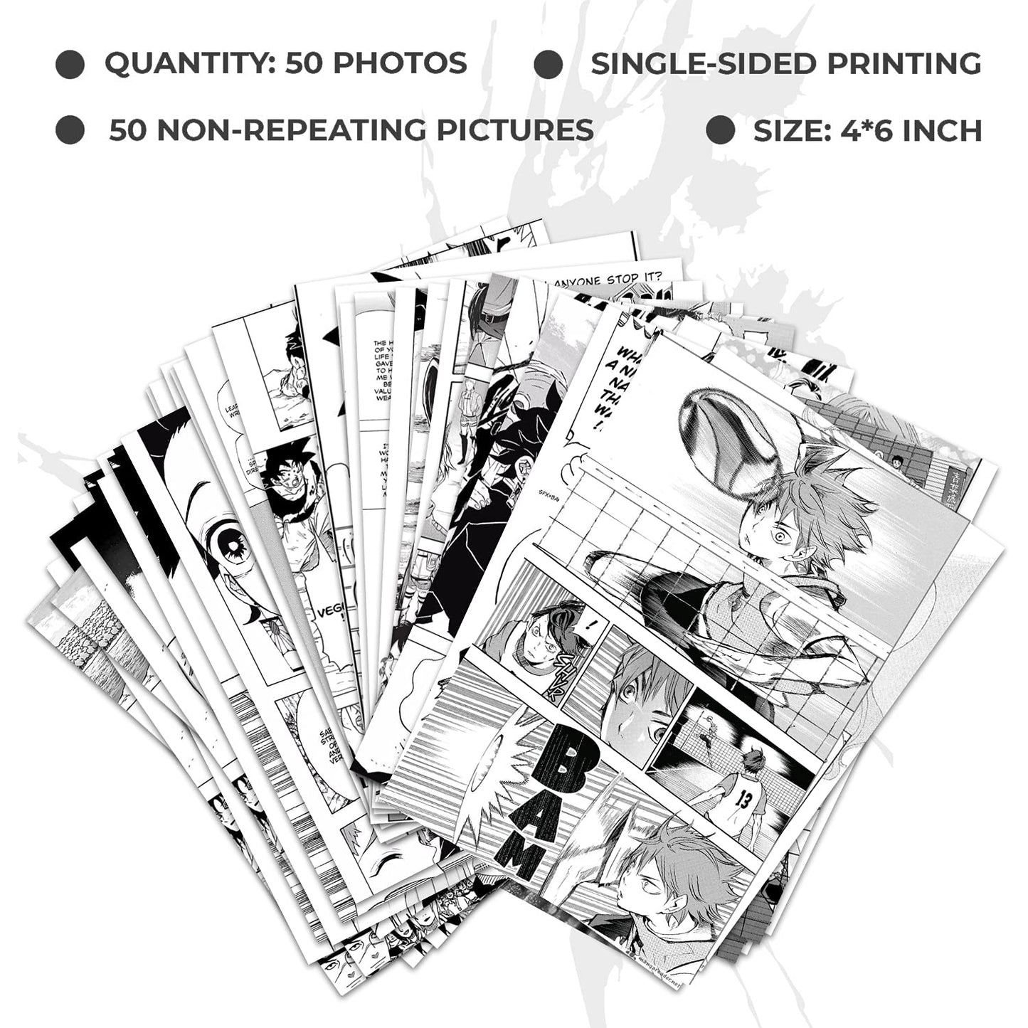 WOONKIT Anime Posters Pack - 50PCS 4X6 INCH MHA Anime Wall Collage Kit for Bedroom Wall, Dorm Decor, Teen Room Aesthetic