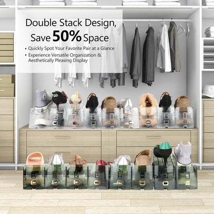 Yes!Fresh Closet 3 4 Pack) Shoe Slots Organizer, Boutique Display Style Shoe Stacker for A Pair of Shoes, Separable