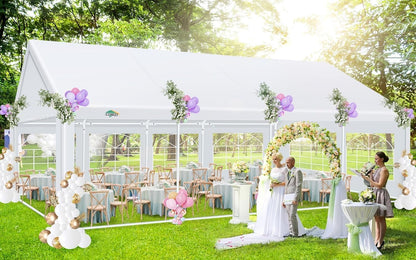 COBIZI 20x30 Party Tents Heavy Duty with 8 Sidewall & 12 Windows, Event Shelter Wedding Canopy for Parties, Powder Coating (Better Than Galvanized), Waterproof Outdoor Gazebo for BBQ, White