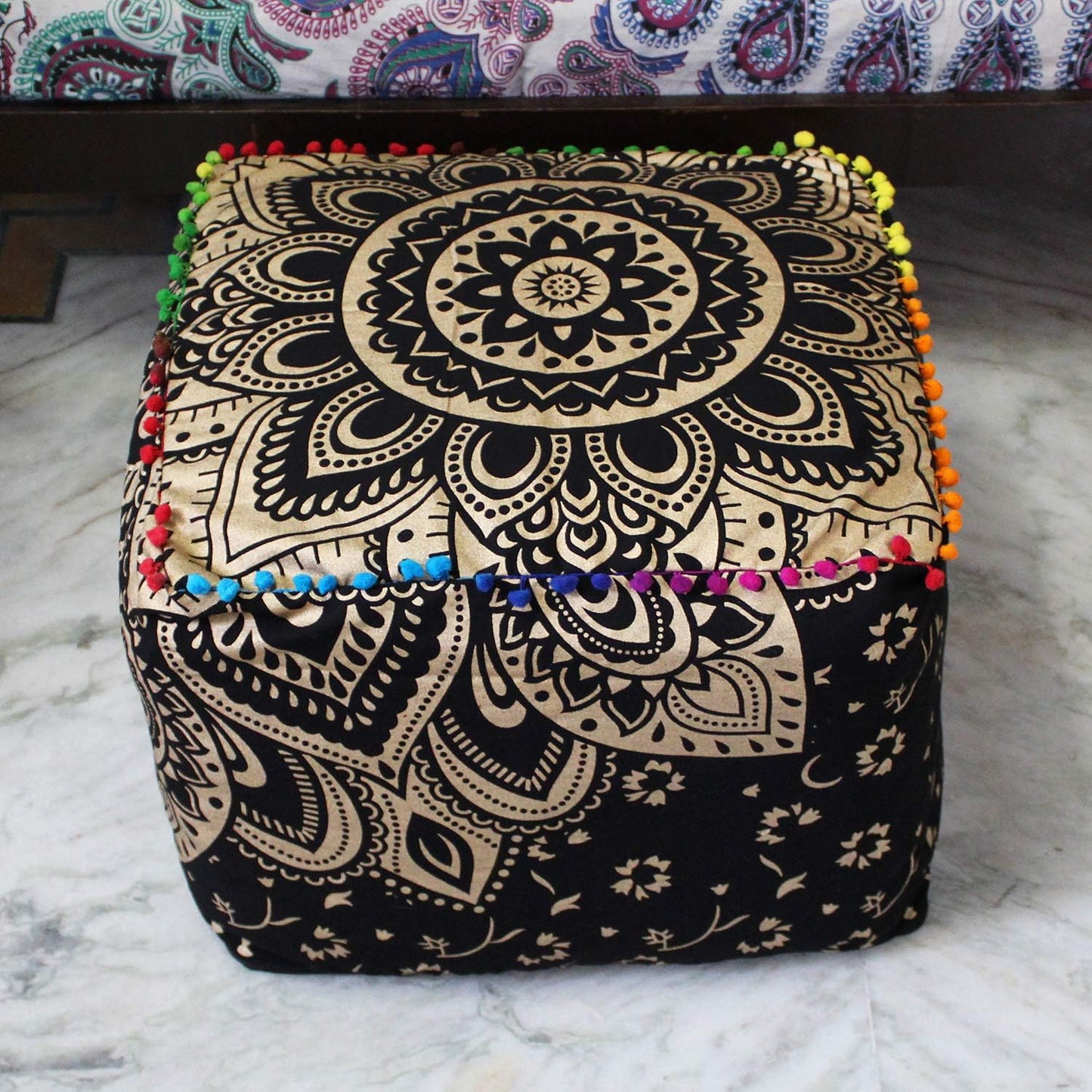 22X22X14 inches, CRAFT KALA Mandala Meditation Floor Pillows Cover Square Pillow Seating Hippie Decorative Adults