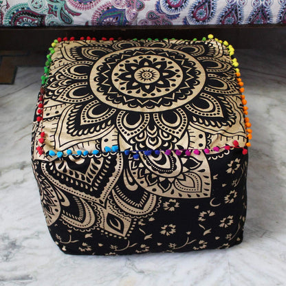 18X18X14 inches, CRAFT KALA Mandala Meditation Floor Pillows Cover Square Pillow Seating Hippie Decorative Adults