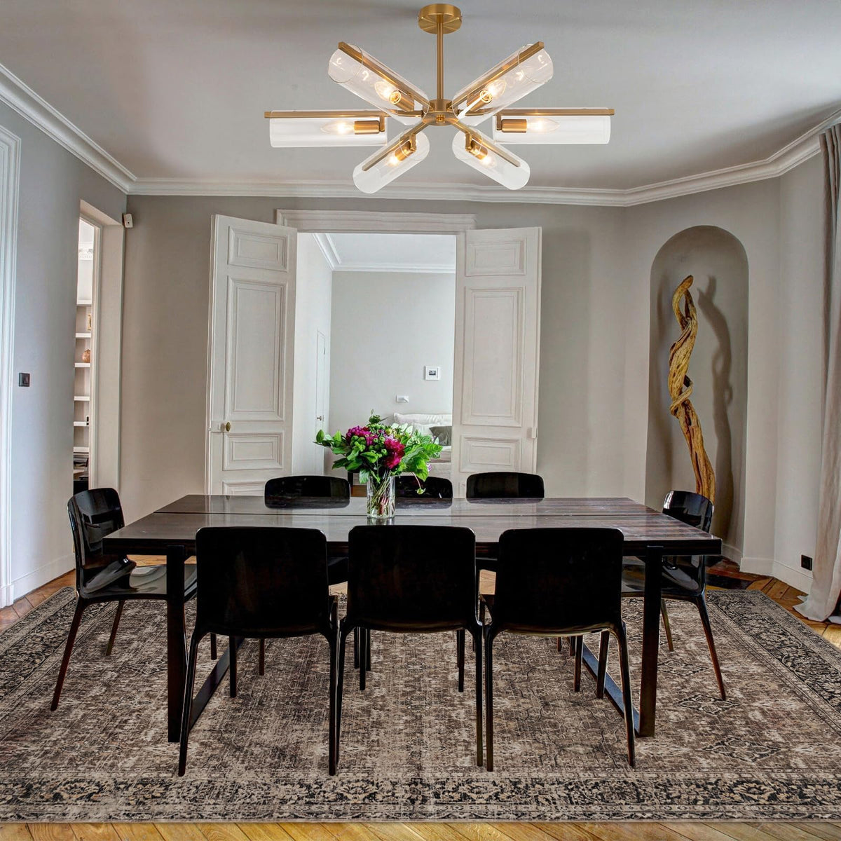 ARTWEAVER 10x14 Extra Large Area Rug for Living Room, Dining Room, Bedroom Home Office-Washable Non-Slip Vintage Floral Soft Non-Shedding Distressed Faux Wool Large Area Rugs (Brown, 10'x14')