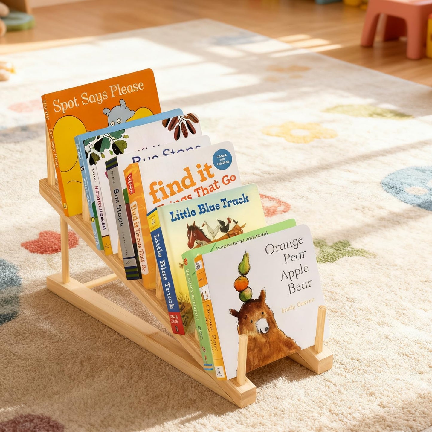 3 Pcs Bookshelf Holder, Wood Book Stand for Display 5-Tier Tabletop Small Kids Bookshelf Portable Book Rack Organizer Plate Holder for Vendor Events Art Platter Craft Show Retail Magazine Record