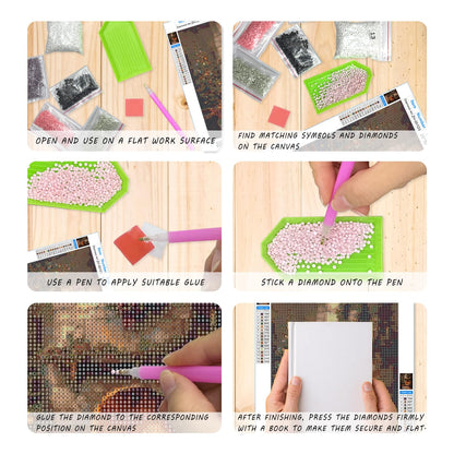 XUNLURY Funny Animal Diamond Art Kits 4 Pcs, Trendy Pink Leopard Highland Cow Dachshund Giraffe Diamond Painting Kits for Kids Adults Beginners, Full Drill Diamonds Dots for Home Decor, 9.8x11.8 Inch