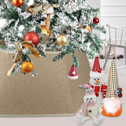 Christmas Tree Collar, Christmas Tree Collars for Artificial Trees, 31 Inch Tree Skirt for Christmas, Holiday Home Decor Xmas Tree Ring Tree Stand Base Cover -Flax