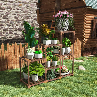 NIREUS Plant Stand Indoor and Outdoor,Wooden Plant Stand Multi Terrace Living Room Corner Balcony and Garden, Wooden