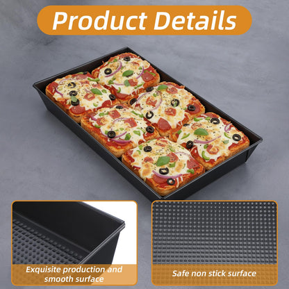 IMengjbang 3 Pcs Detroit Style Pizza Pan 10x14x2.5 Non-Stick Rectangle Deep Pizza Pans Heat-Resistant Pre-Seasoned Detroit Deep Dish Pizza Pan Carbon Steel Sicilian Style Pans Dish Bakeware