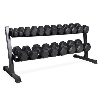 CAP 550 LB Dumbbell Set with 2-Tier Rack, Rubber Hex Weights Dumbbells Set, Home Gym Weight Set for Strength Training, Comfort Grip, Black Rack