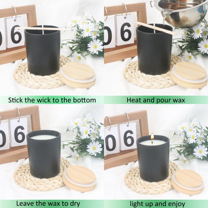 MILIVIXAY 12 Pack 7 OZ Matte Black Thick Glass Candle Jars with Lids - Bulk Empty Candle Jar for Making Candles - Spice, Powder Containers.