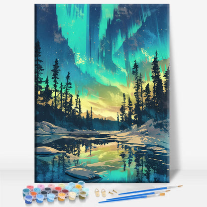 Aeontinity Voyageurs Minnesota National Park Framed Canvas DIY Paint by Numbers Kit Bar Cafe Cave Home Room Wall Bathroom Porch Patio Decor Gift, 16 x 12 Inch
