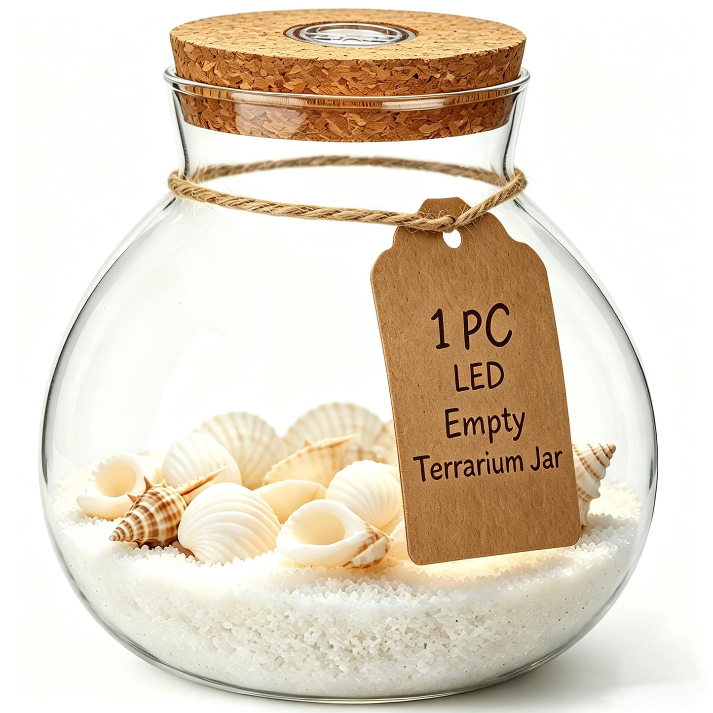 NUOBESTY Glass Terrarium Jar with Cork Lid, Hydroponic Plant Container, Desktop Propagation Jar with Led Light for Home Office Tabletop Decor