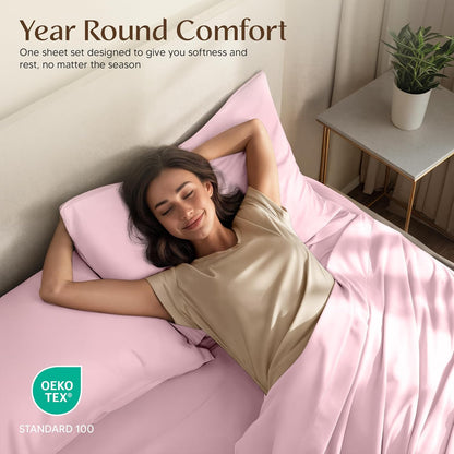 Utopia Bedding Queen Size Sheet Set - Soft, Breathable Microfiber, 4-Piece in Crystal Pink | Oeko-Tex Certified