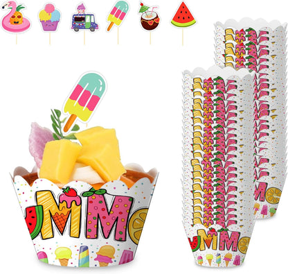 Fouliki Set-Wedding Ice Cream Cupcake Liners & Toppers Four Seasons Baby Shower Birthday Party Decorations,Baking