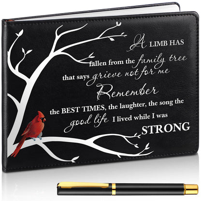 Yingzhao Funeral Guest Book for Memorial Service in Loving Memory Guest Book with Pen 144 Pages Cardinal Celebration of Life Party Supplies Funeral Sign in Books for Guests