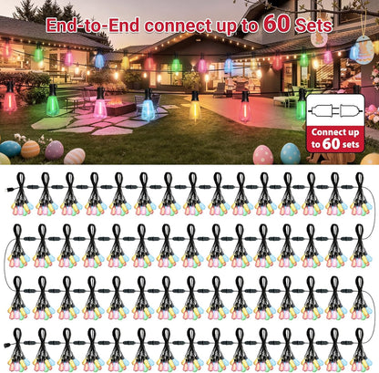 26FT ST38 12+1 Bulbs, Dimmable LAMPHOME Outdoor String Lights, LED Edison Patio Lights with Multicolor Connectable