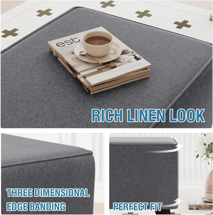 18"-19" H.VERSAILTEX Ottoman Cover Slipcover Square Fit Length Footrest Sofa Slipcovers Stool Cover Footstool Protector