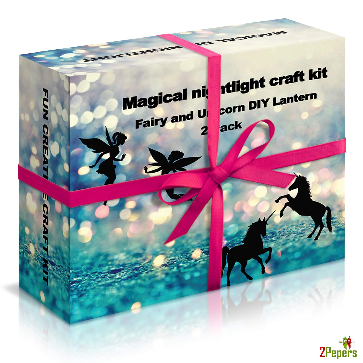 2Pepers DIY Fairy and Unicorn Nightlight Craft Kit (2 Pack), Fairy Lantern Jars Arts and Crafts for Girls, Make Your Own Unicorn Lamp Decor Craft Project, Gifts for Kids