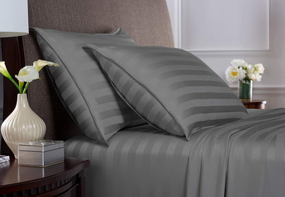 Pure Bamboo Twin Sheets - Luxuriously Soft 100% Organic Viscose Bed Sheet Set | Cooling Jacquard Stone