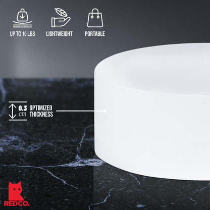 Red Co. Set of 3 Sizes (6", 5", 4") Acrylic Round Cylinder Display Nesting Riser Stands with Hollow Bottoms, Glossy White