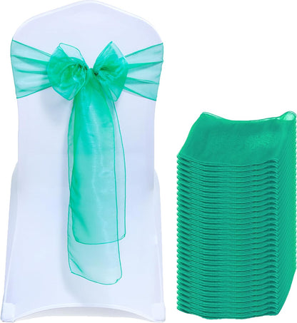 Pack 50 MDS of PCS Organza Chair Sashes Wider Dining Chair Bows Ribbon Tie Back for Wedding Party Birthday Bridal