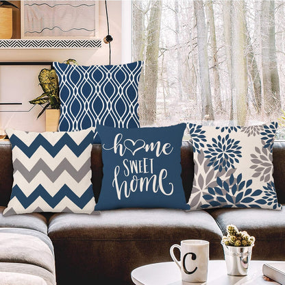 Hexagram Light Blue Geometric Pillow Covers, 16x16 Set of 4, Decorative Couch Cushion Pillow Case for Home Decoration