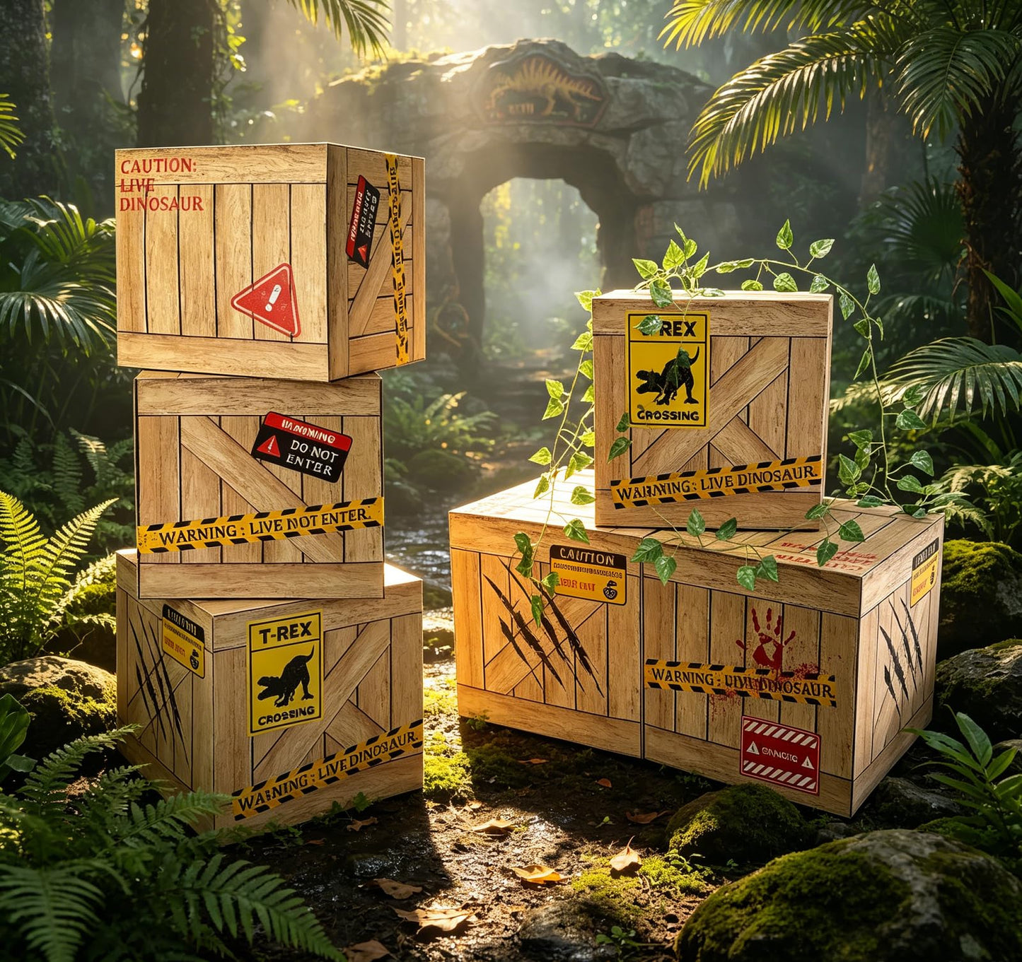 6 Pcs Dinosaurs Table Centerpieces 12 x 12 x 12 Inch Dinosaur Theme Boxes Dinosaur Party Supplies for Birthday Party Woodland Safari Baby Shower Decorations