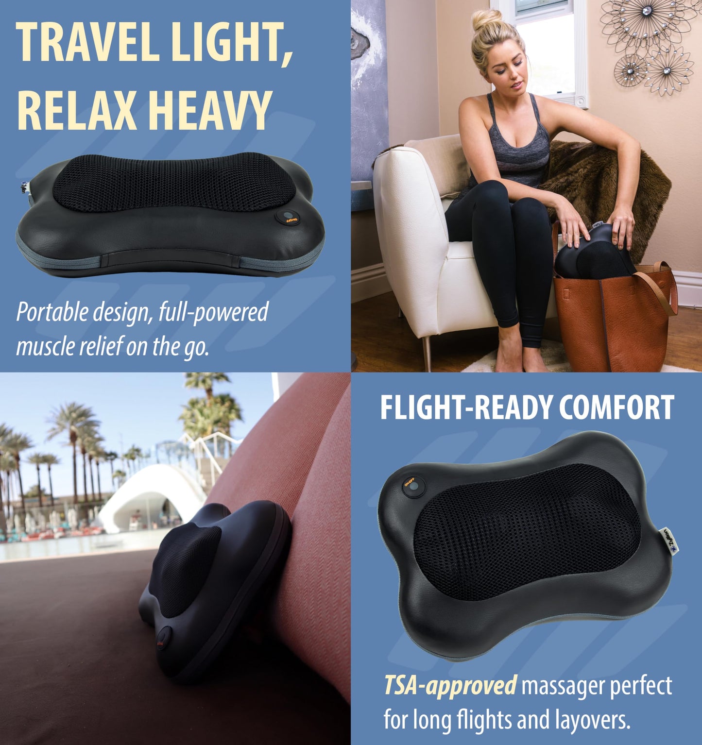 Zyllion Shiatsu Back and Neck Massager with Heat (FSA HSA Eligible) 3D Kneading Deep Tissue Massage Pillow for Muscle Pain Relief, Arthritis, Sciatica, Plantar Fasciitis on Shoulder, Leg, Foot ZMA-13